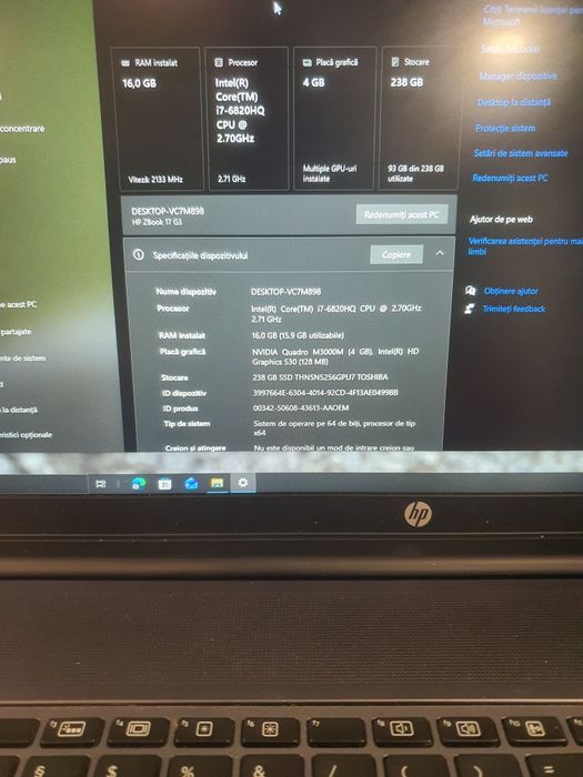 Laptop HP Zbook  i7 de 17inch