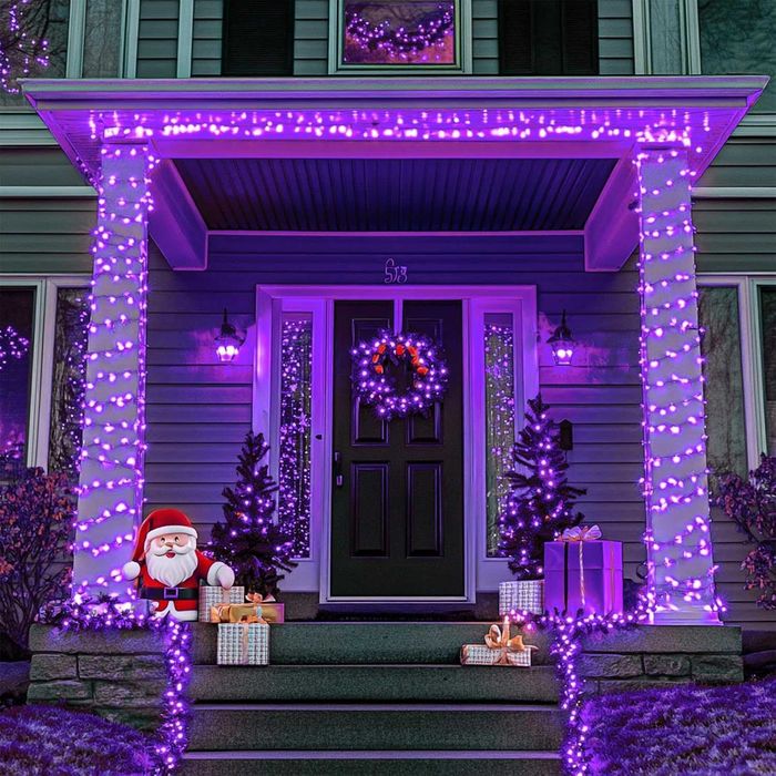 Коледни лампички въже 25м 200 LED студено розова IP защита 8 програми