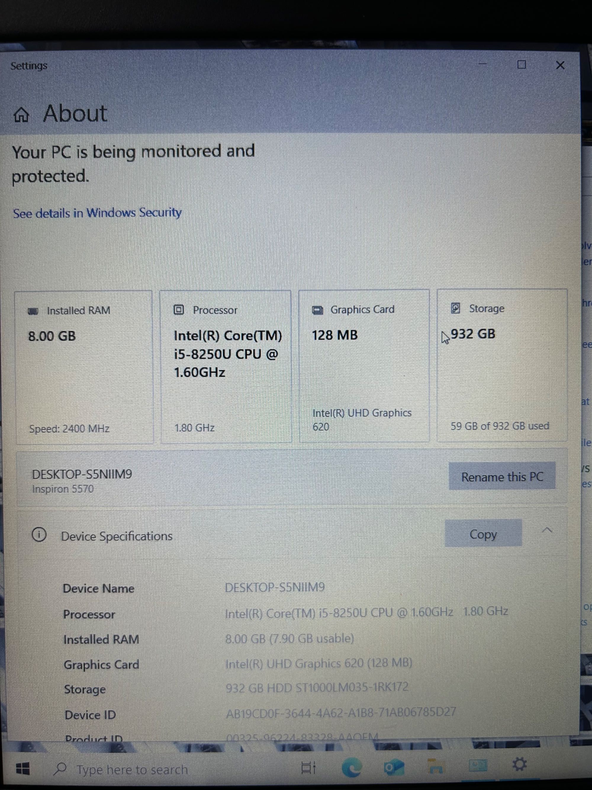 Dell Inspiron 15 5000-Intel i5-8GB Ram