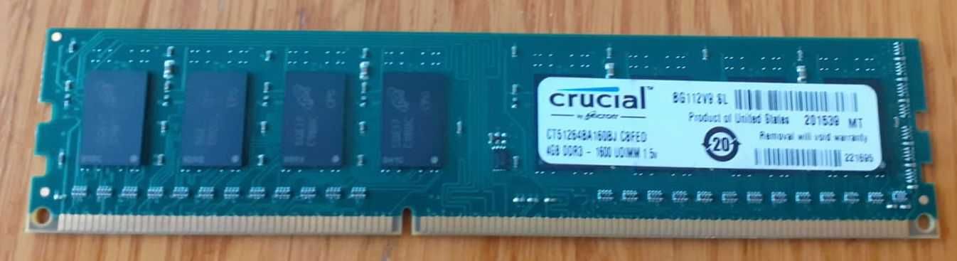 Memorie RAM Crucial CT51264BA160BJ.C8FED 4GB DDR3 - 1600 UDIMM 1.5v