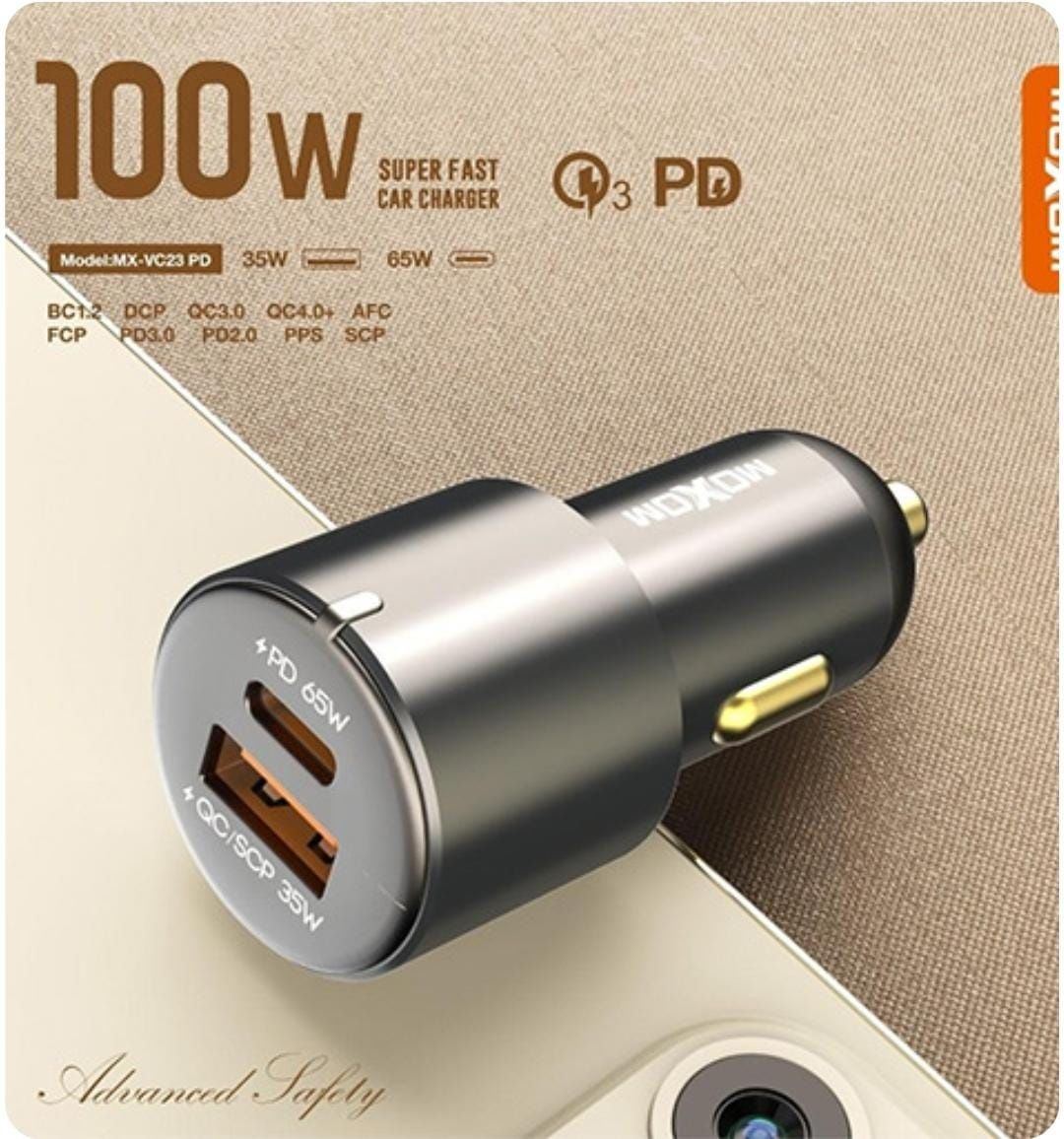 Moxom авто зарядка 100W Super Fast Charger Fast chargerт2.0 3.0-4.0+