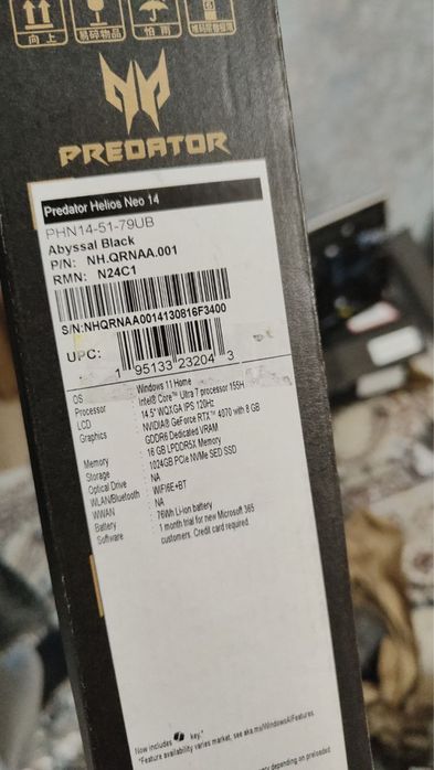 Acer Predator Helios Neo 14 (Новый)