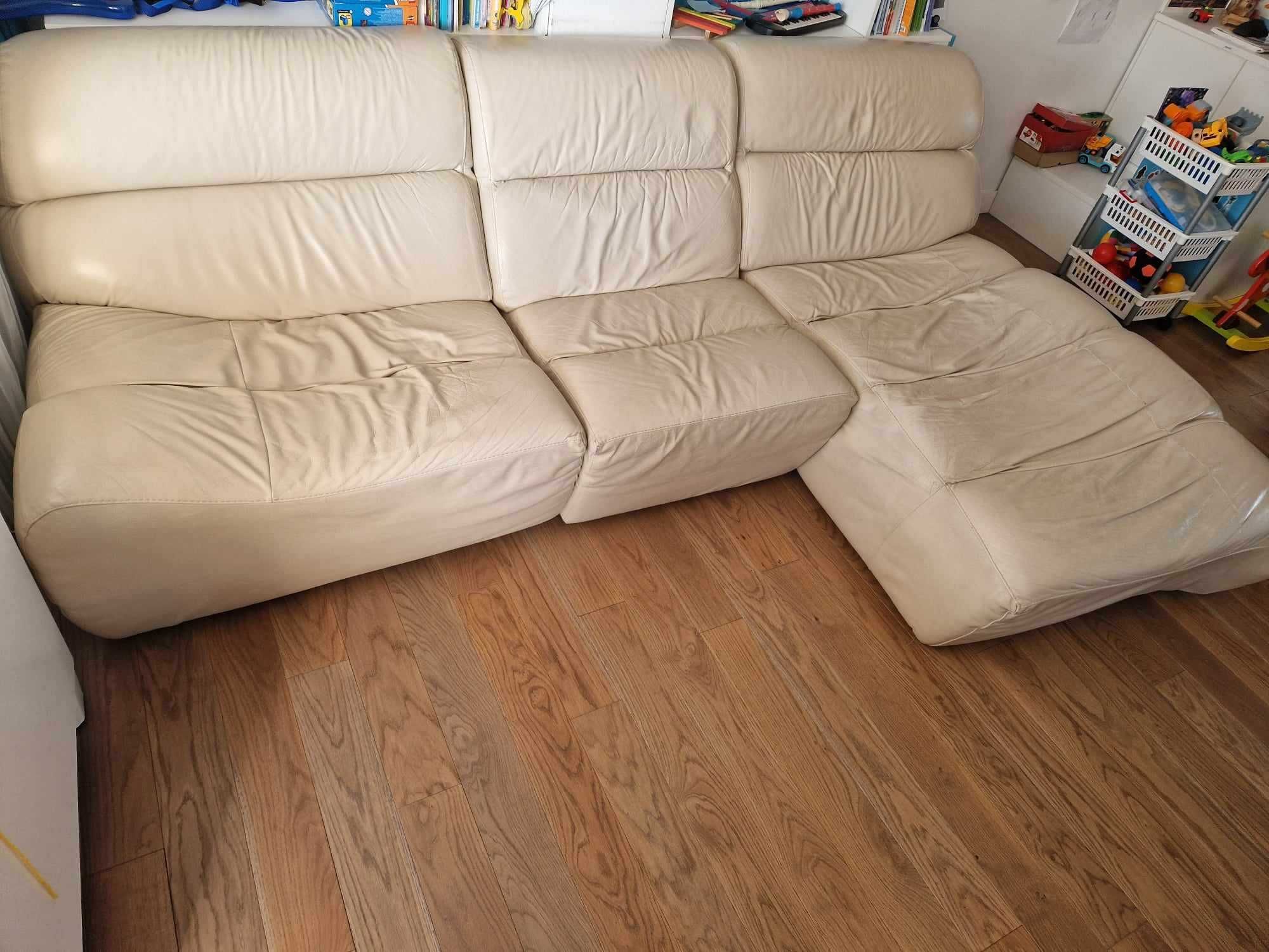 Кожен италиански диван ъглов - естествена кожа