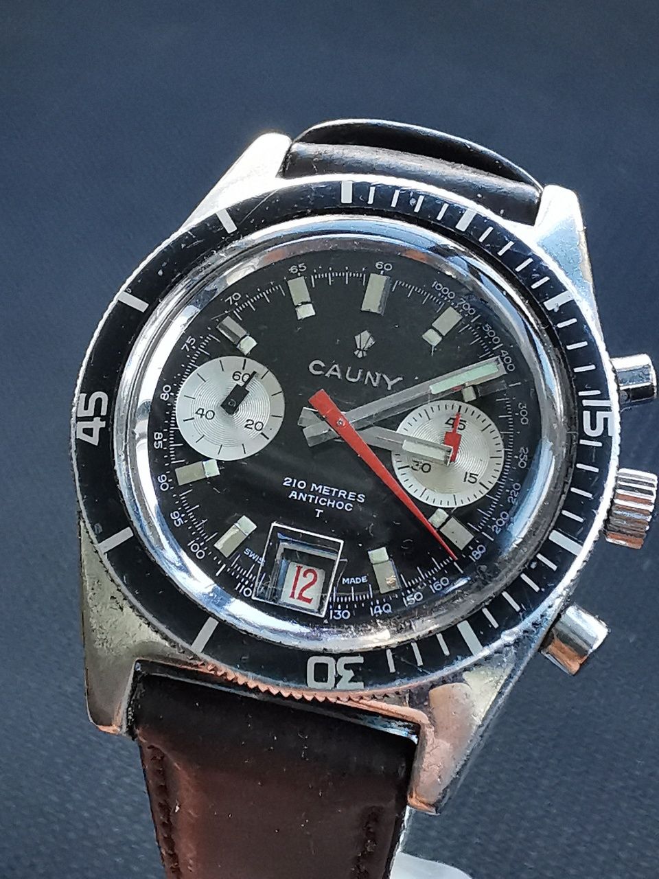 Ceas Cauny Chronograph -210 m Diver -39 mm -Funcționează perfect !