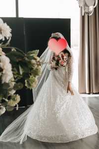 Свадебное платье ручная работа, покрытое пайетками
