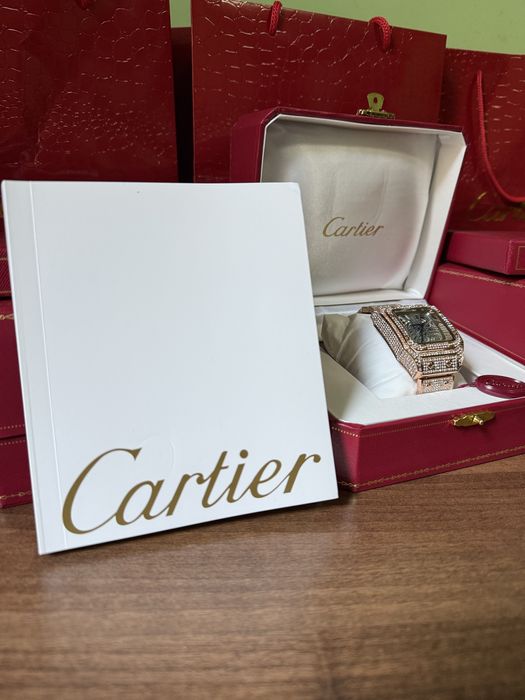 Cartier Santos Skeleton Iced Out Full