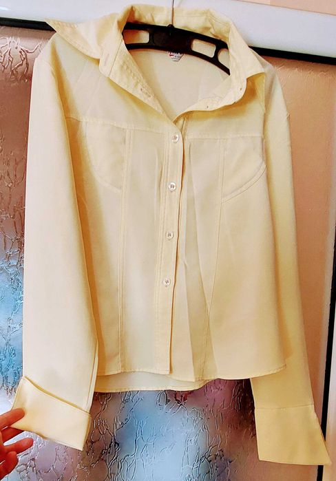 Bluza eleganta, maneca lunga, culoare galben-unt