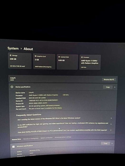 Lenovo Laptop ryzen3 5600U