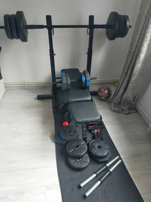 Pachet banca piept pliabilă și reglabila, haltere și gantere, ca nou