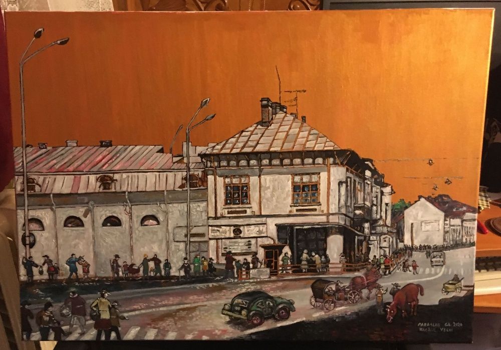 Gheorghe Parascan ”BACĂUL VECHI Cinema Tineretului” (ulei pânză 50x70)