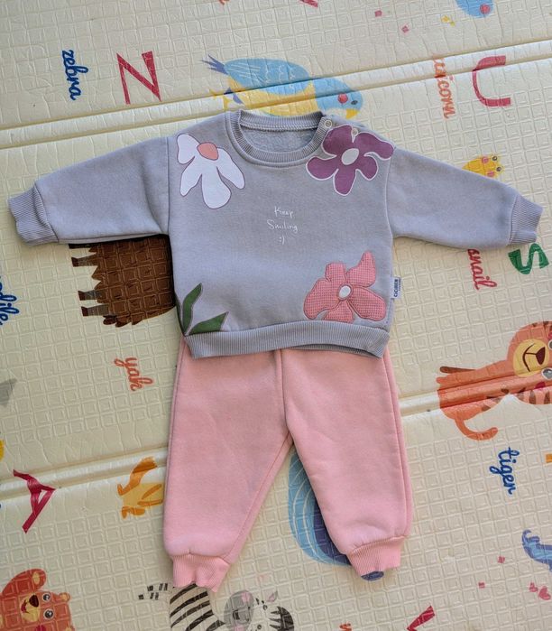 Теплый костюм детский штаны и свитшот возраст 6-9 месяцев