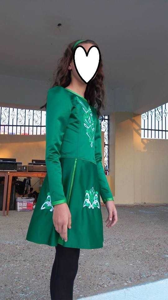 Rochie Irlandez Verde broderie cu paiete