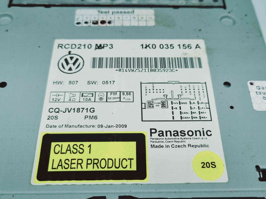 Radio CD Volkswagen Golf 6 (5K1) [Fabr 2009-2013] 1K0035156A