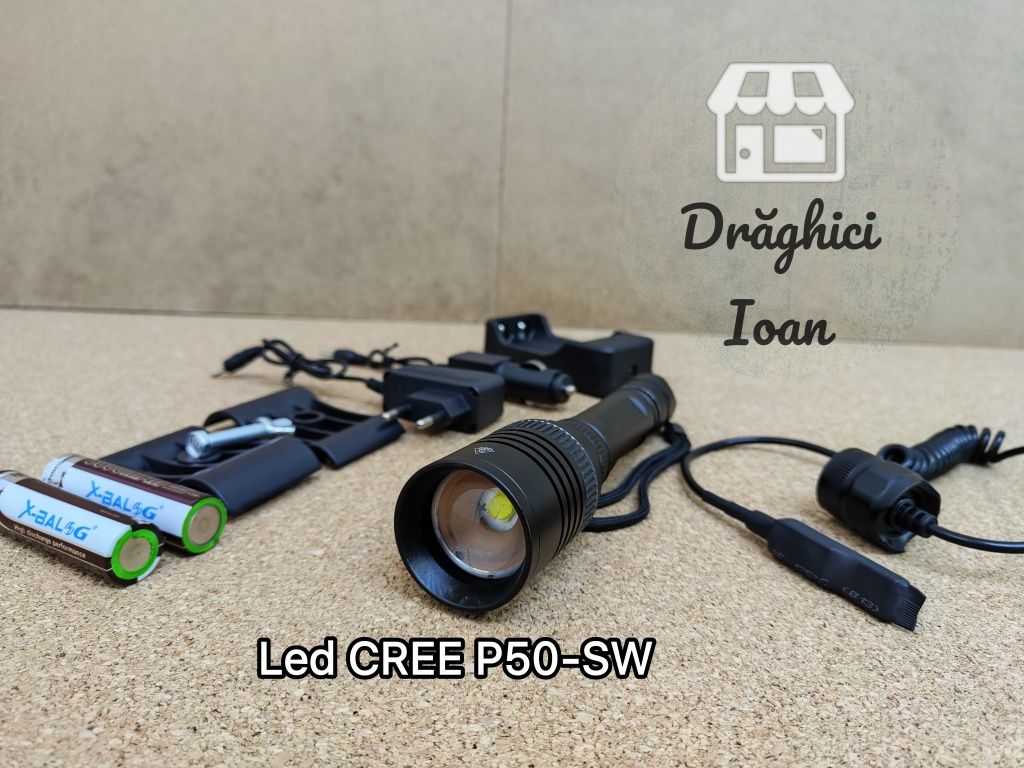 CREE P50 VANATOR ! Kit vanatoare cu lanterna profesionala pt arma