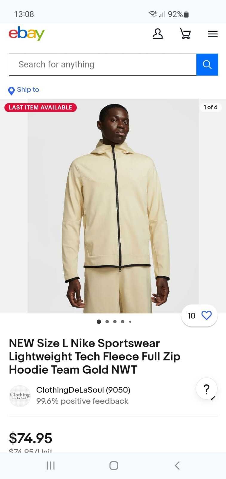 Hanorac Nike Tech Fleece Lightweight masura L si XL original nou