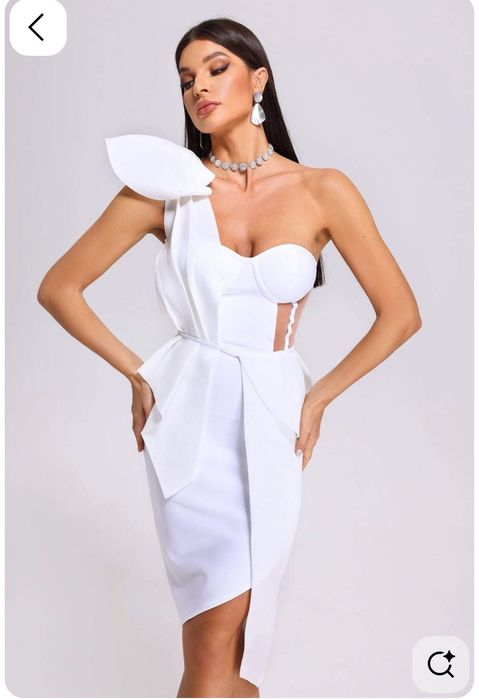 BellaBarnett Spak One Shoulder Midi Dress - White