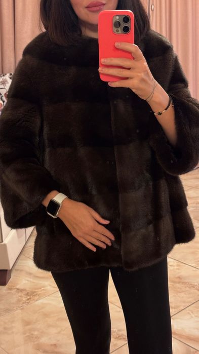 #92 Късо палто от норка.Визон.Яке от норка.Естествена кожа с косъм.