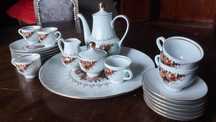 Set cafea cesti farfurii ceainic ceramica