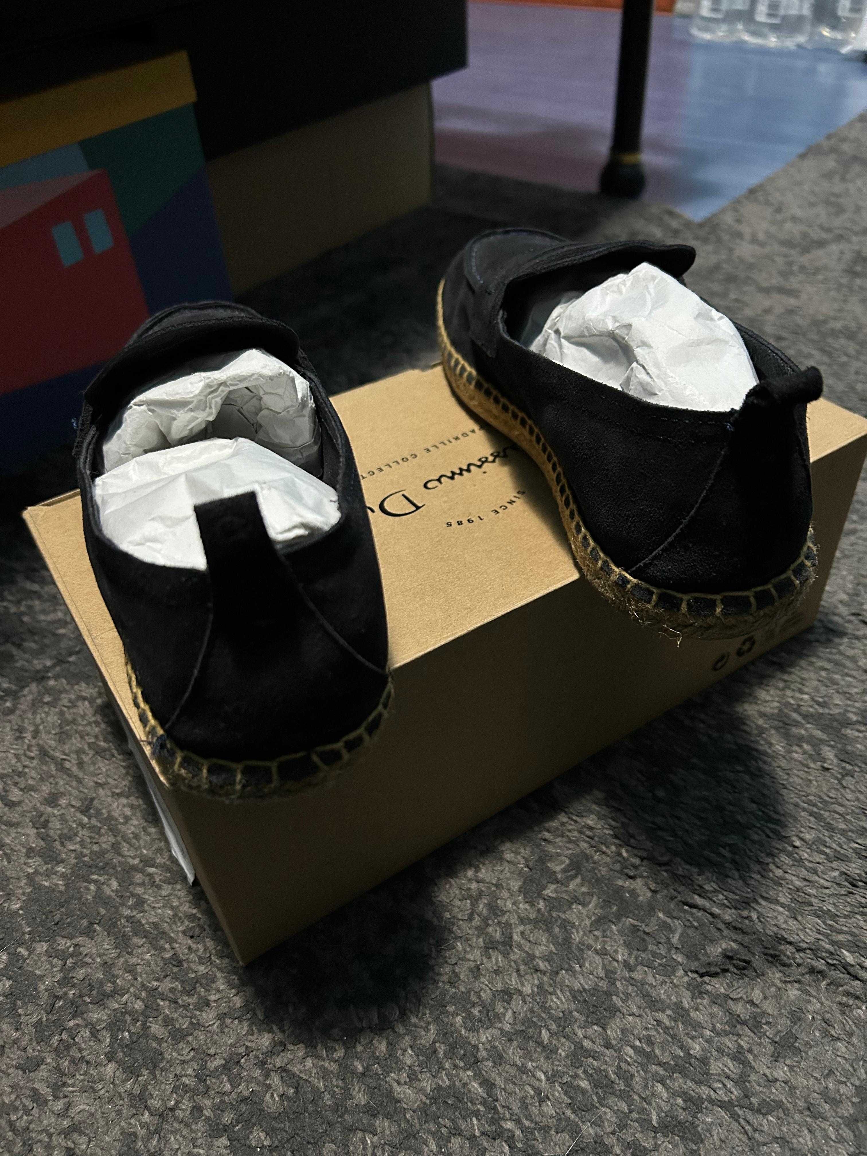 Espadrile bleumarin din piele intoarsa