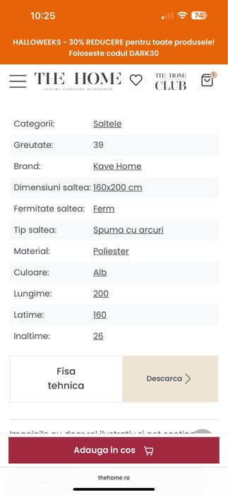 Pat +saltea dormitor Kave Home