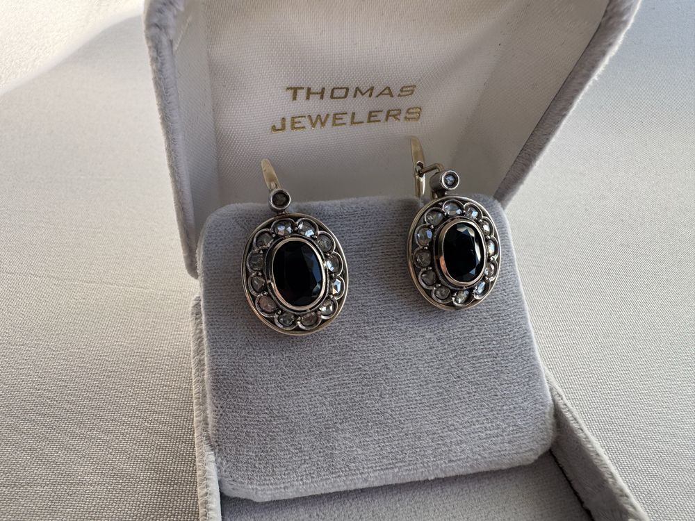 Cercei aur, argint, turmalina si diamante