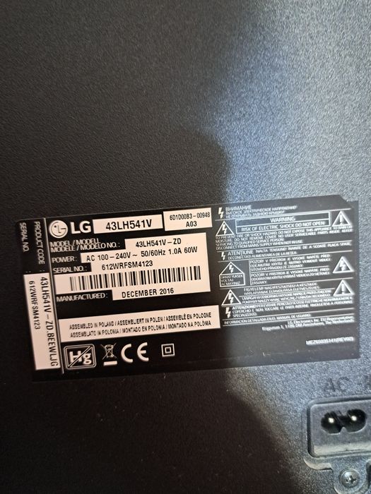 Vand LG43LH541V-ZD