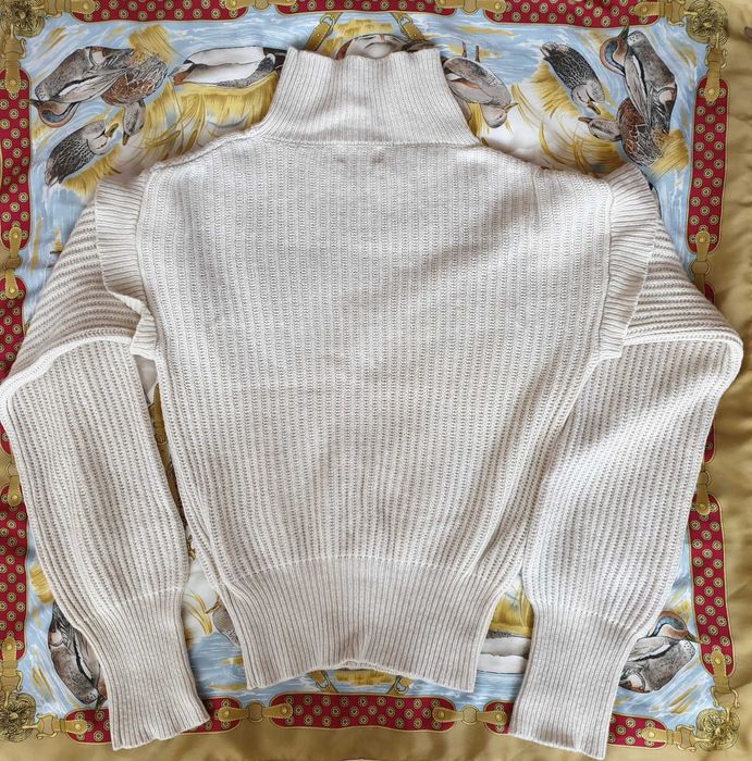 Pulover crem pe gat mix lana Le Ger