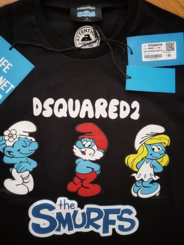 НАМАЛЕНИЕ! Оригинална мъжка тениска Dsquared / Размер М / The Smurfs