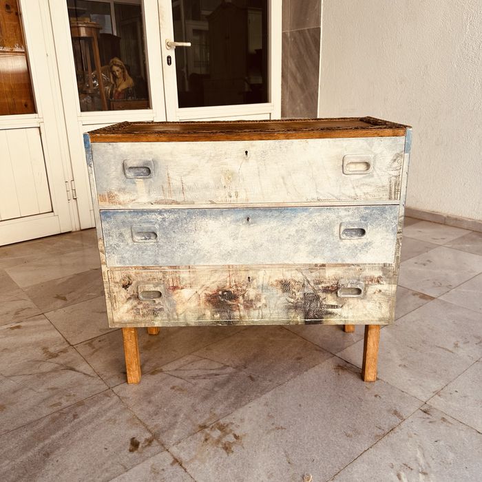 Ръчно изработен ретро дървен скрин – винтидж / рустик стил