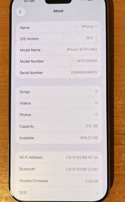 iPhone 16 pro max 512