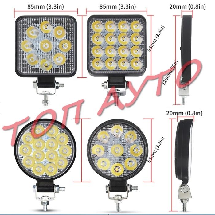 ЛЕД Диодни Халогени 12/24V Мощни Кола Джип Мотор Бус Лодка Камион