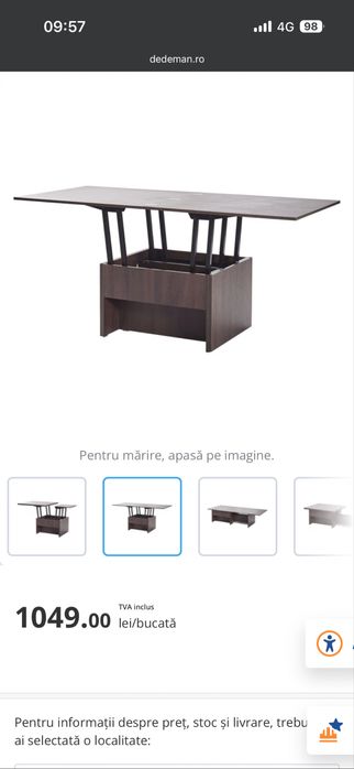 Masa cafea extensibila