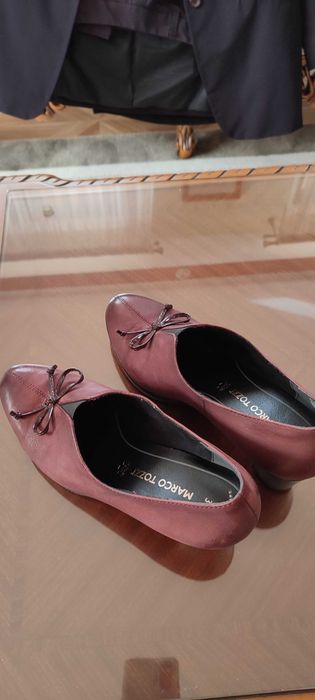Pantofi-botina din piele fină,grena,croială înaltă,elegantă,mărimea 38