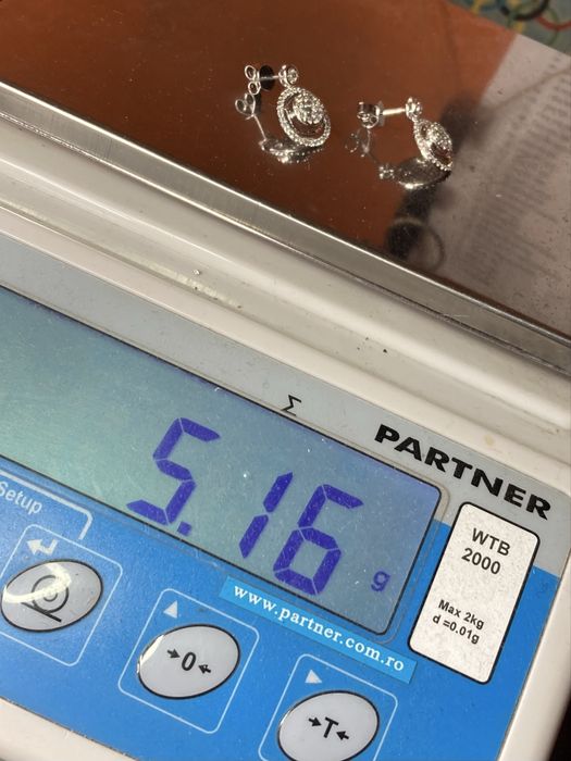 Cercei aur alb 18kt.cu diamante 0.90ct