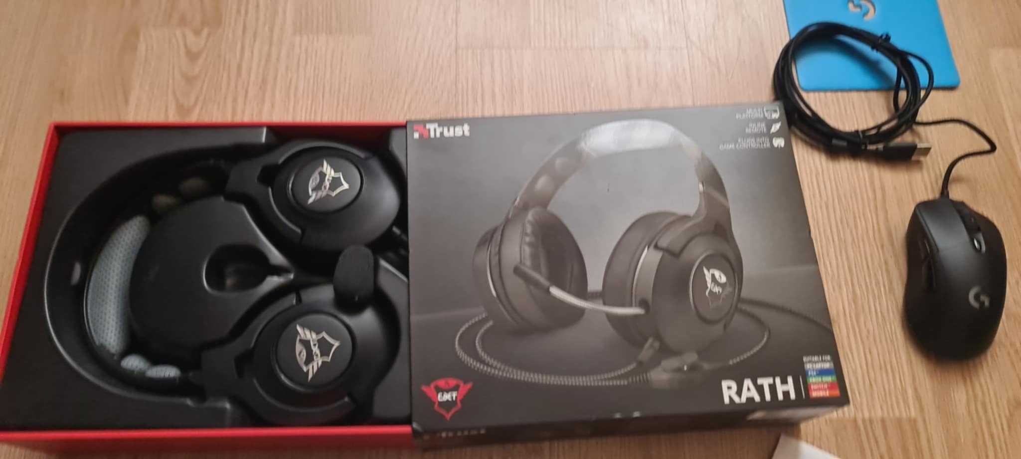 Gaming maus logitech si casti trust