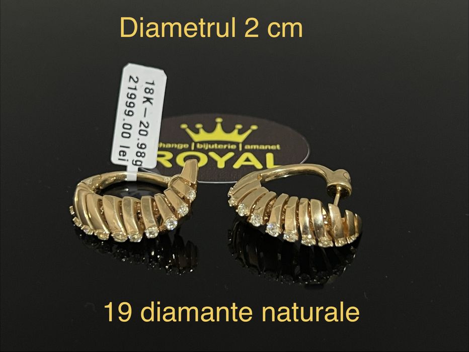 Bijuteria Royal CB : Cercei dama aur 18K 20,98gr Diamante naturale