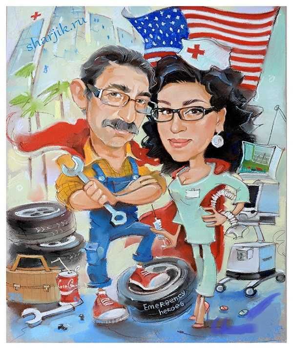 portret pictat,caricaturi la comanda,ulei pinza,pret accesibil