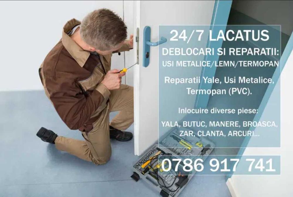 Lacatus Deblocari Usi Non Stop, Reparatii Usi Metalice, Lemn, Termopan