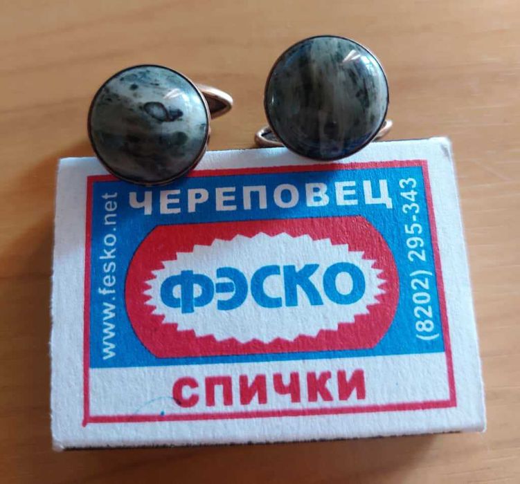 Запонки серебро 875, позолота