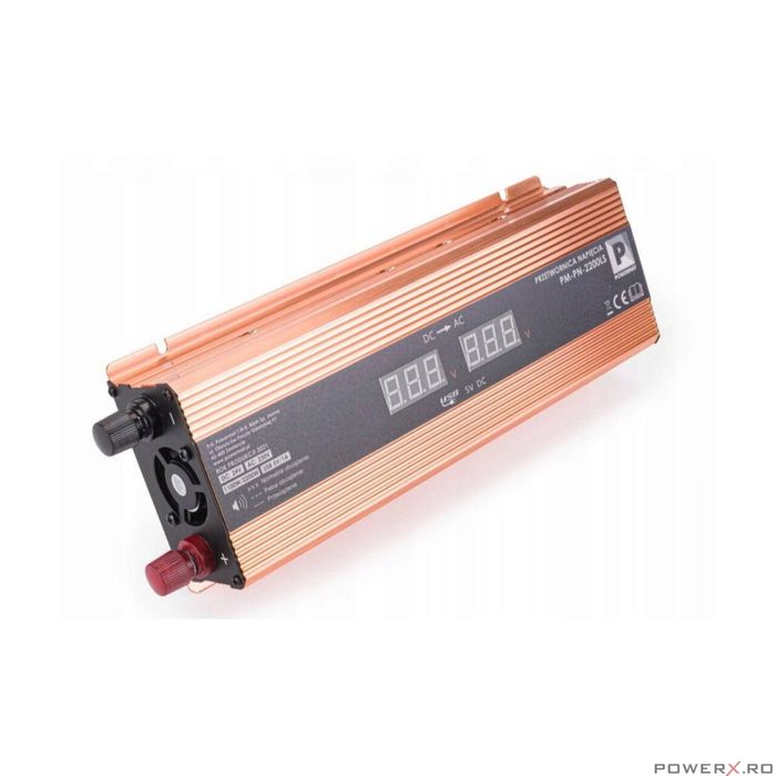 Convertor de tensiune auto, invertor tensiune LCD 24V 2200 W, Powermat
