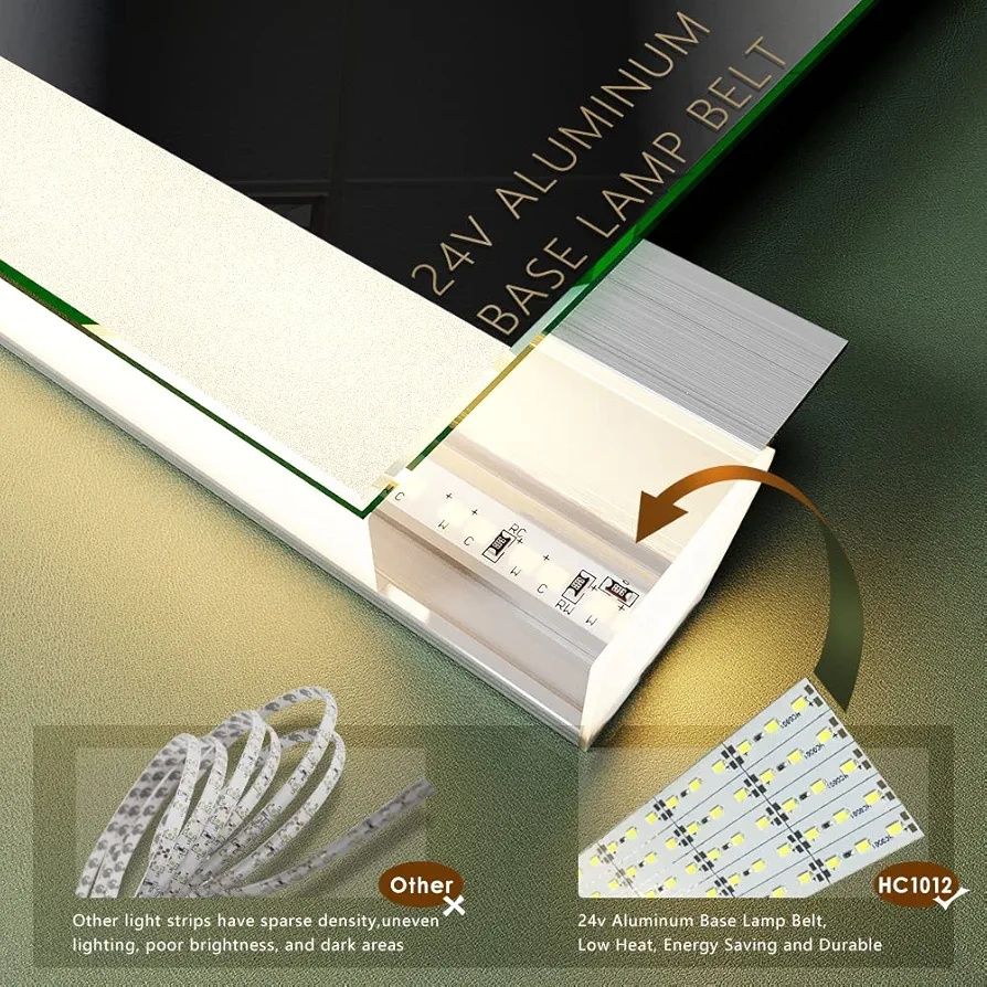LED огледало за баня 80×60 см с обезпотител, за грим