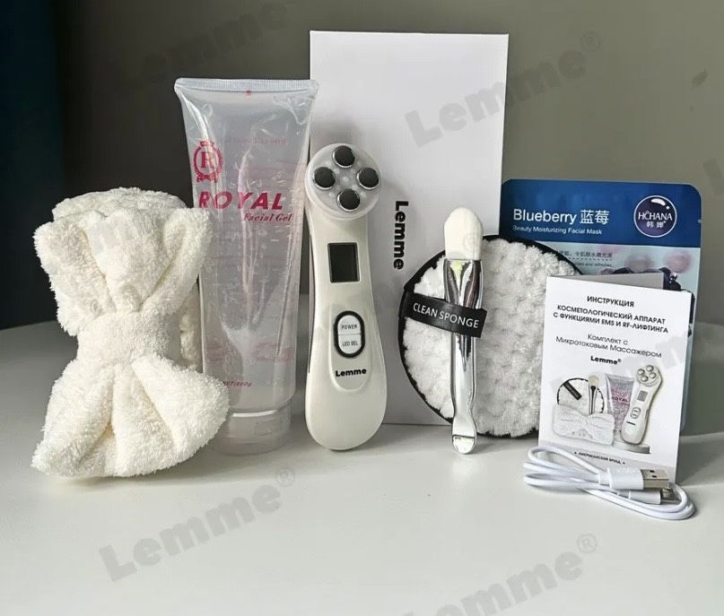 Микротоковый массажер для лица RF лифтинг комплект 6в1