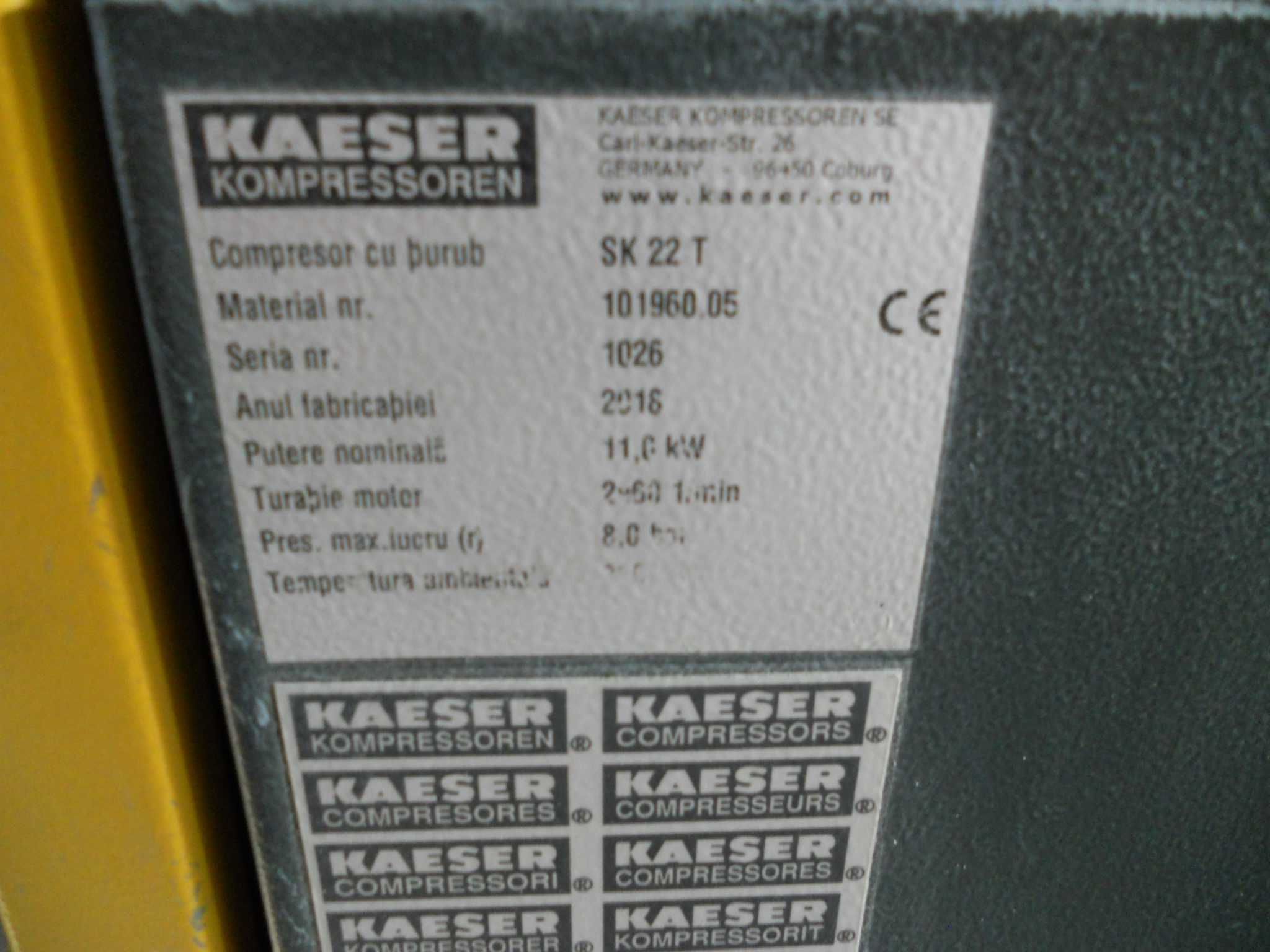 Compresor aer cu surub Kaeser SK22T - cu uscator incorporat