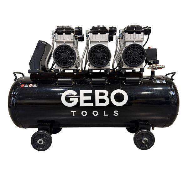 Безшумен компресор с намален шум и без масло 150 л gebo tools