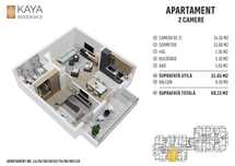 Apartament 2 camere 60.15mp, zona centrală Bistrița - KAYA Residence