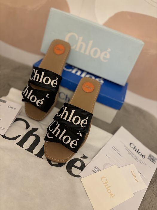 Slapi Chloe Woody Canvas Slides negru 36-41 marimi