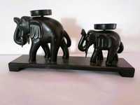 Suport lumanari cu elefanti confectionat din lemn si metal