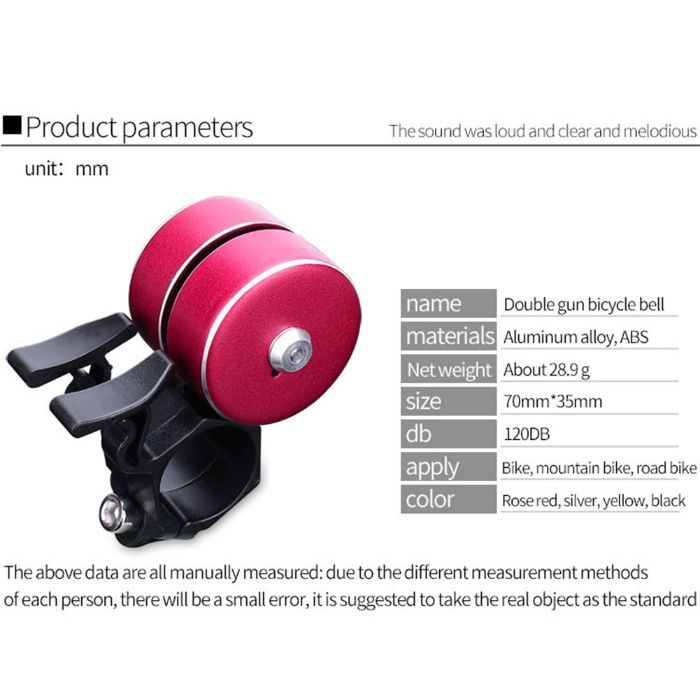 Sonerie dubla bicicleta aluminiu mecanica inel trotineta