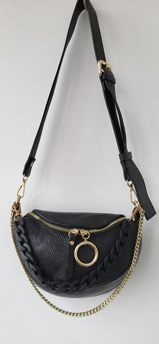 Дамска черна чанта от естествена кожа Vera Pelle