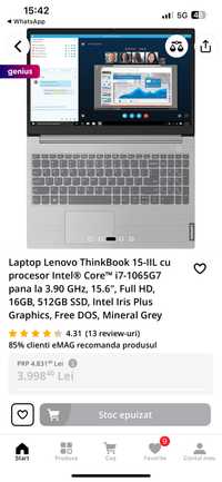 Lenovo ThinkBook i7, 16 gb ram